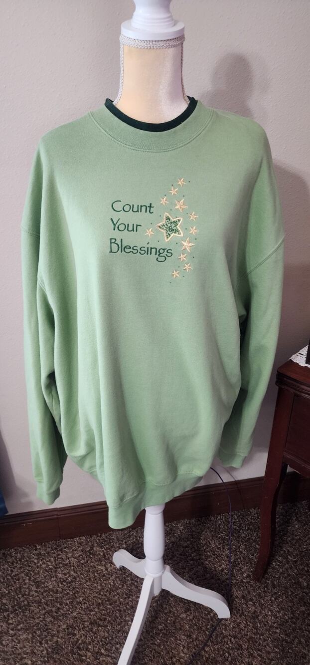 M&C Sportswear Light Green Embroidered Pullover Sweatshirt 3X Women Fleece
